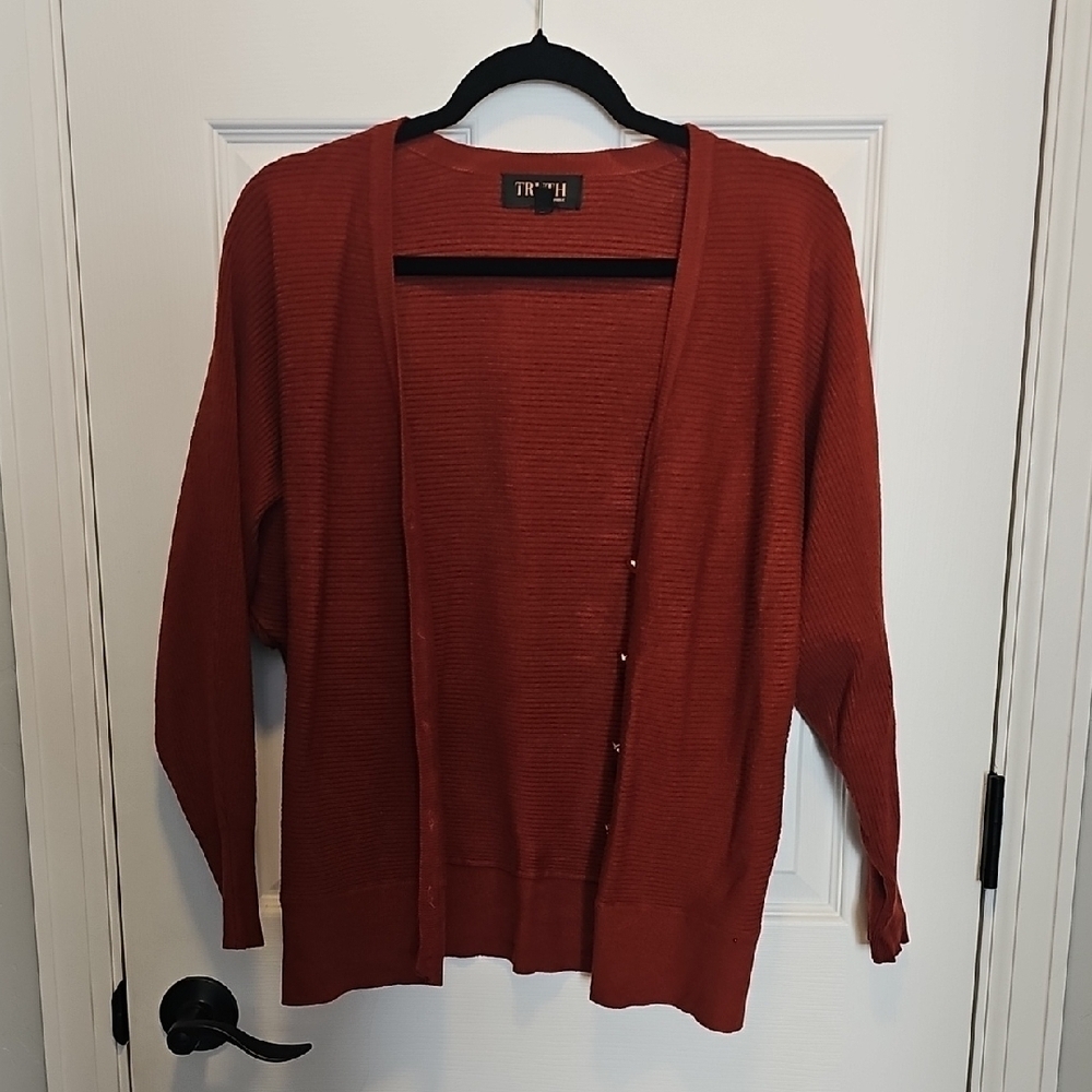 TRUTH Red Button-Up Cardigan